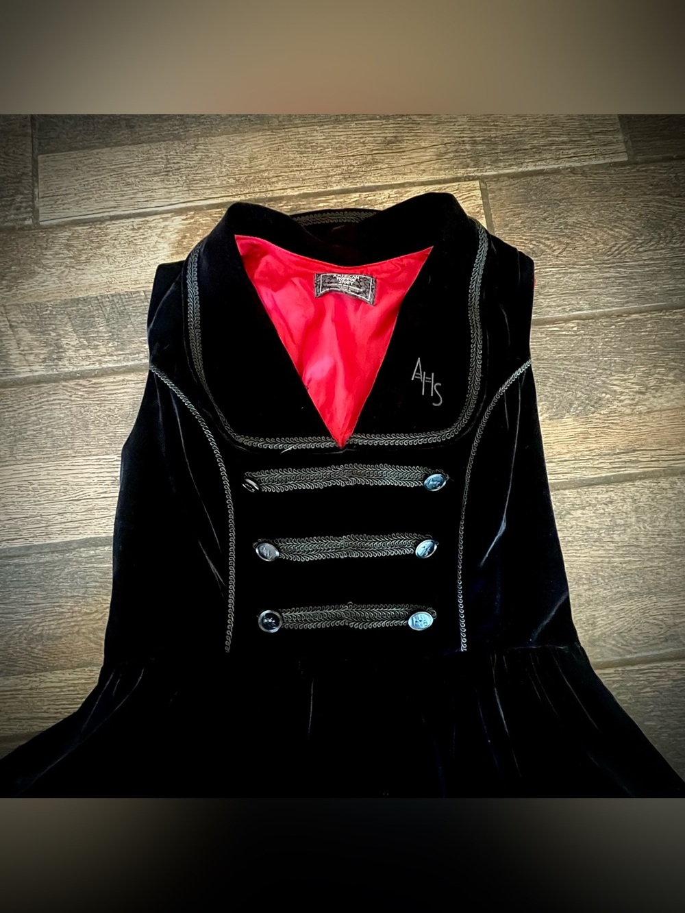 Black Velvet Mini Dress with Red Lining - Picture 4 of 10